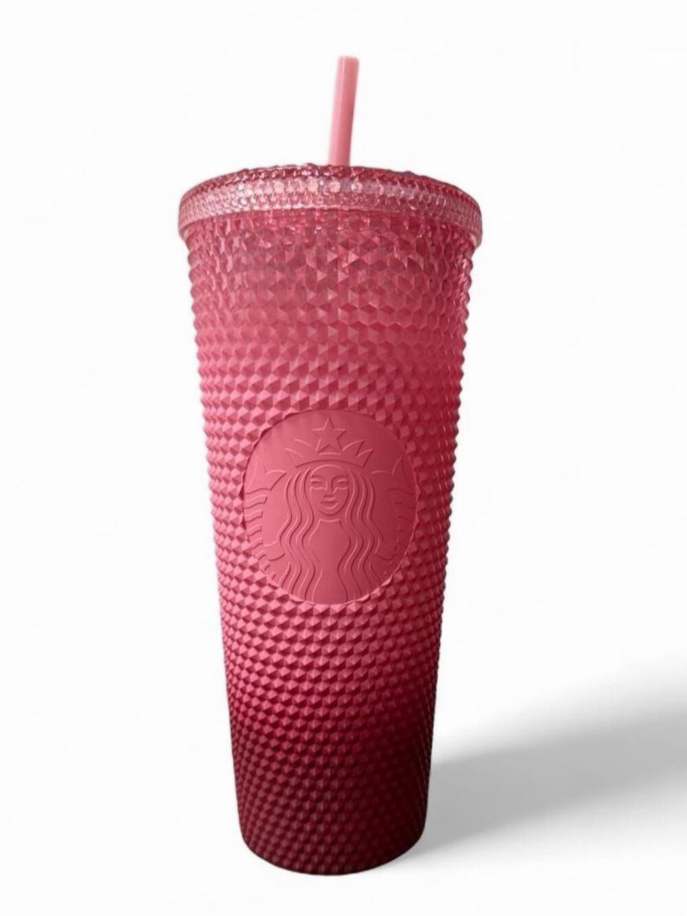New Starbucks 2021 Blush Pink Waxberry Ombre Gradient Studded 24oz Tumbler Cup